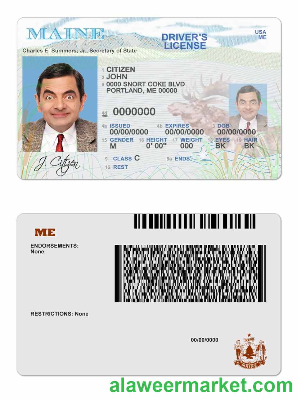 USA Maine state driving license